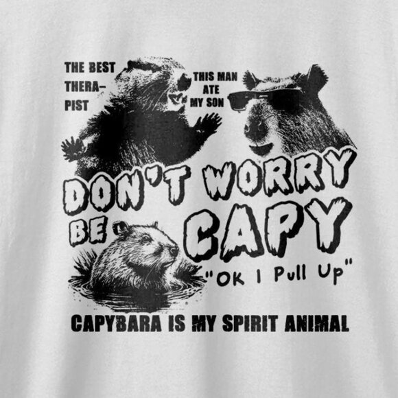 Capybara Dont Worry Be Capy Funny Animal Lover American Graphic Gift T-Shirt 166 - Picture 2 of 5